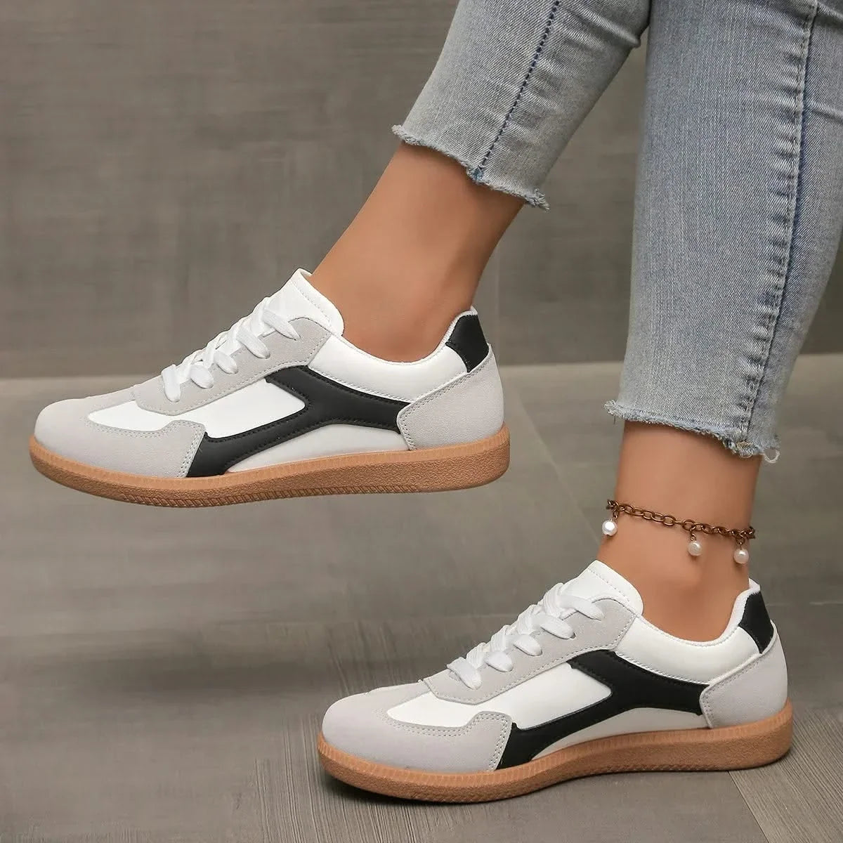 Dame Sneakers i Læder med Gummisål