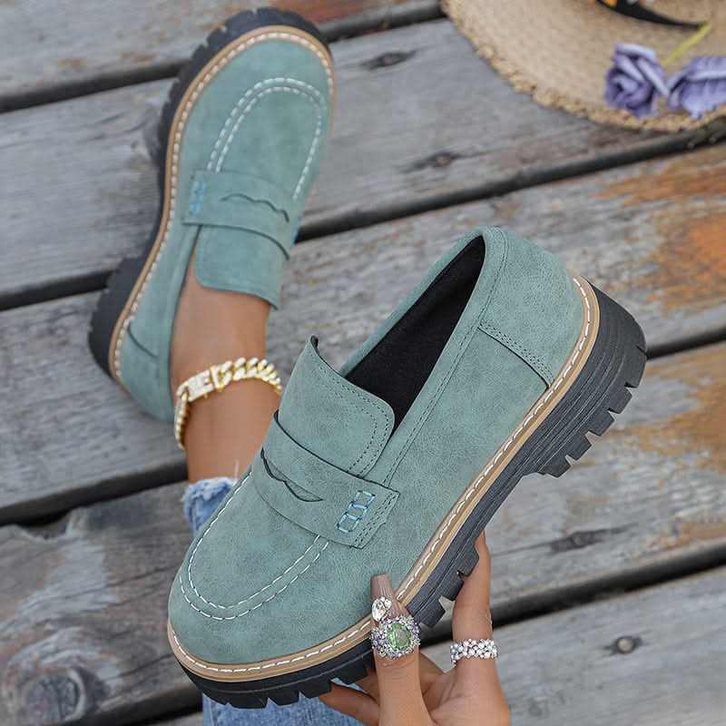 Dame Loafers i Ruskind med Chunky Platform Sål