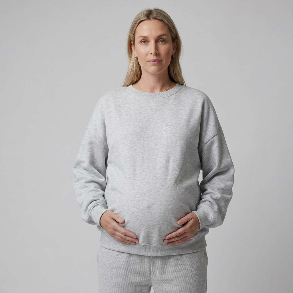 Dame Sweatshirt til Gravide med Rund Hals og Ribkanter
