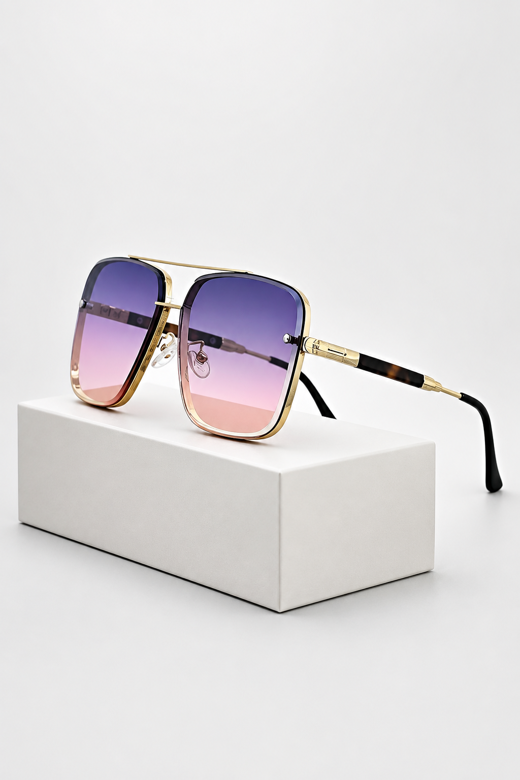 Dame Retro Aviator Solbriller med Guldstel og UV400 Gradientglas