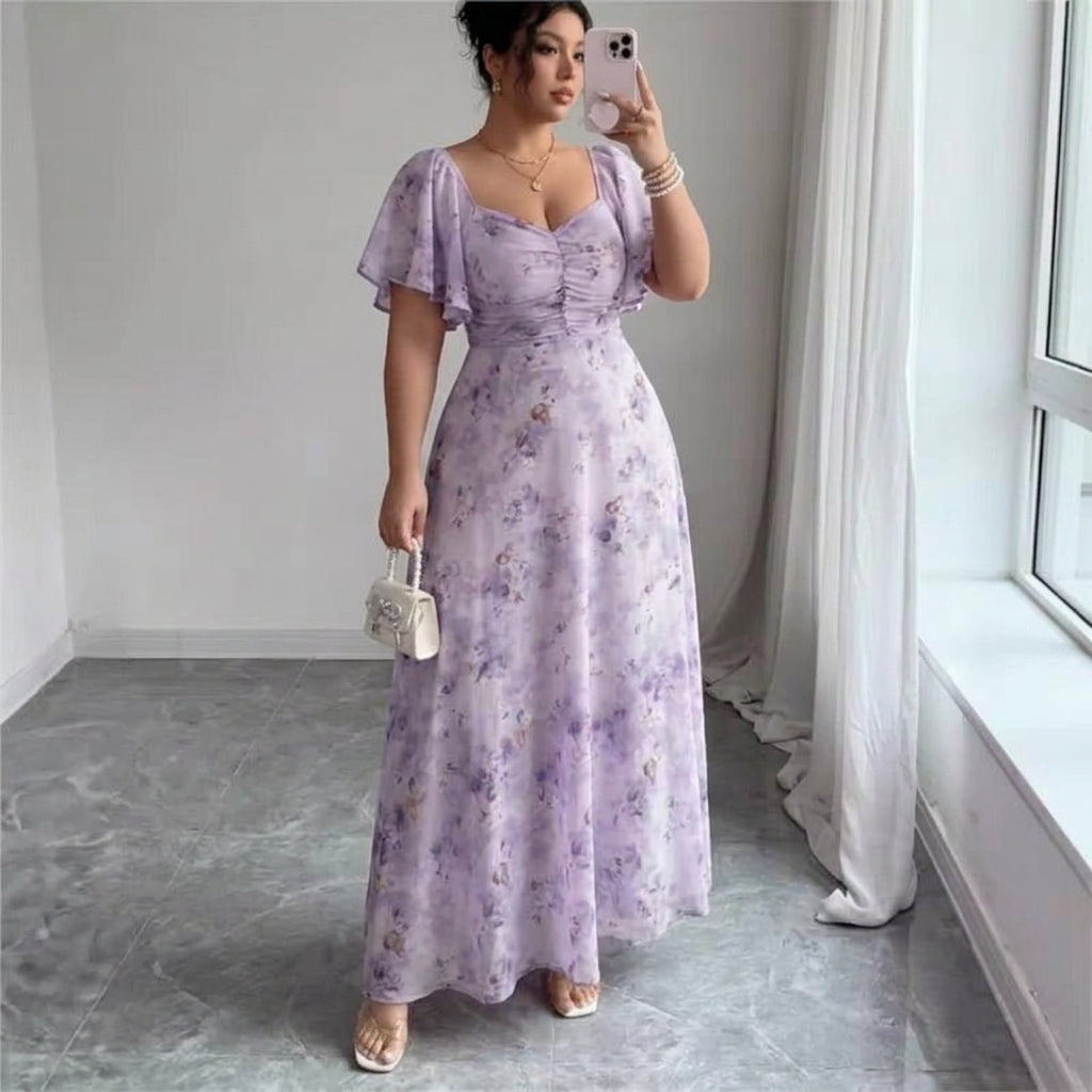 Dame Kjole med Flæseærmer – Slim Fit Sommerkjole