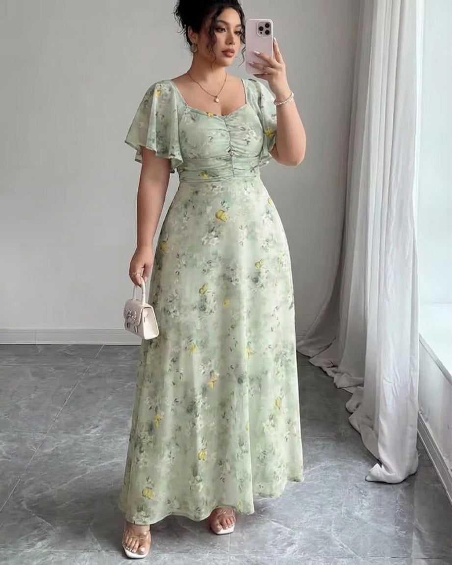 Dame Kjole med Flæseærmer – Slim Fit Sommerkjole