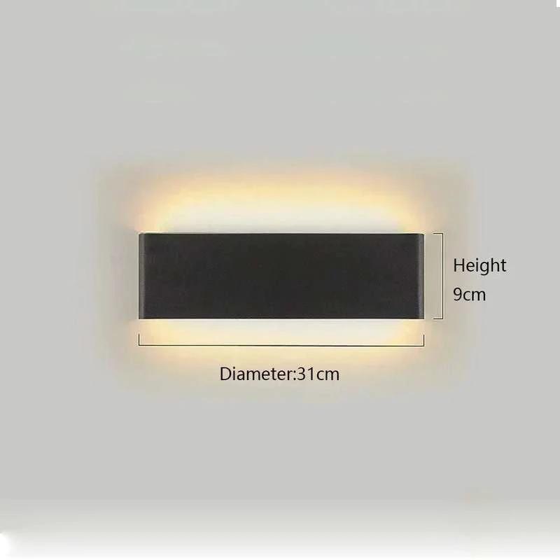 LYST - Minimalist aluminium LED wall light with up and down lighting; black rectangular wall lamp for bedroom