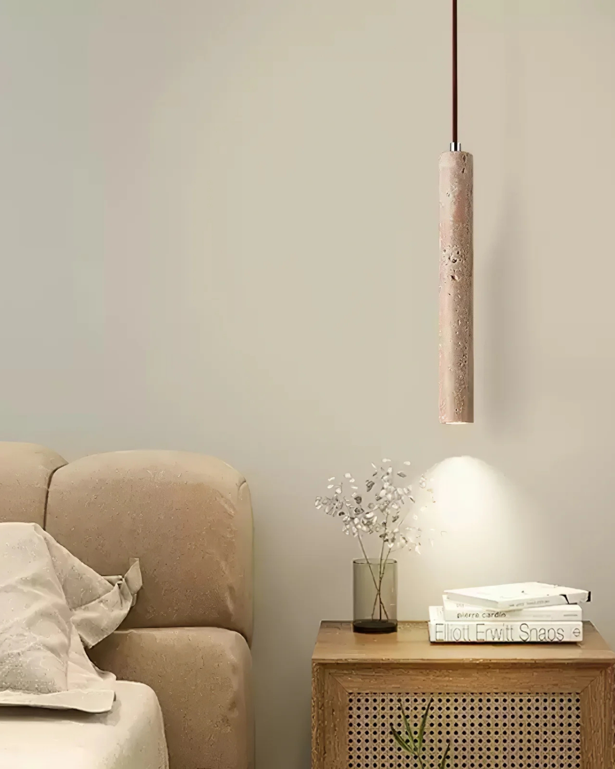 Loftlampe i Travertin med Integreret LED – Minimalistisk Design