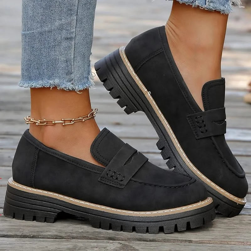 Dame Loafers i Ruskind med Chunky Platform Sål