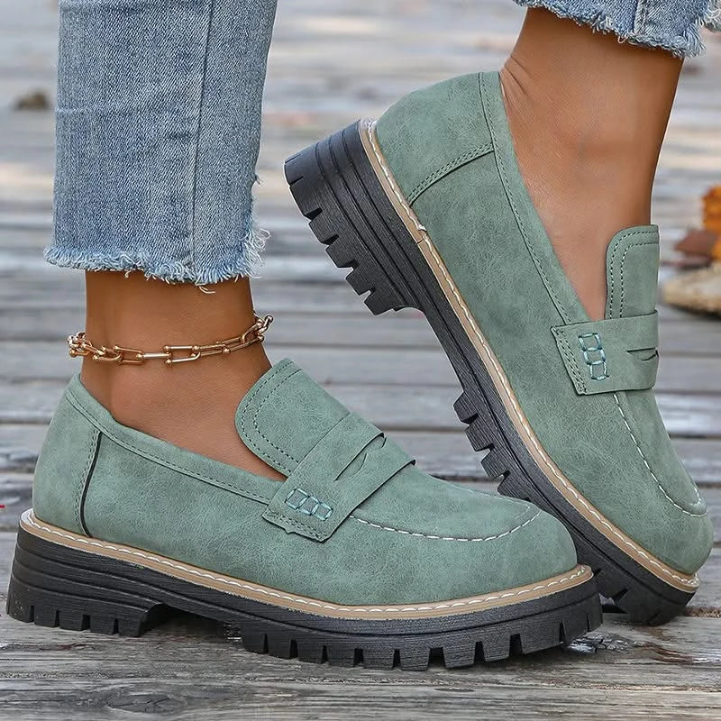 Dame Loafers i Ruskind med Chunky Platform Sål