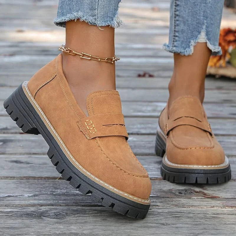 Dame Loafers i Ruskind med Chunky Platform Sål