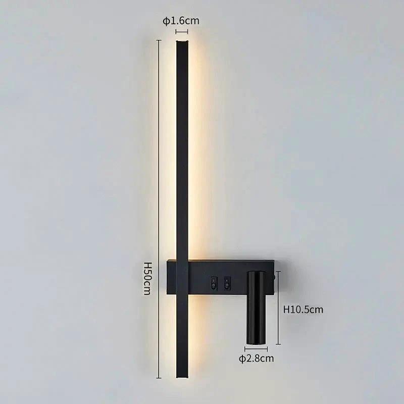 SVEA Swivel LED Wall Light, black finish with vertical LED strip and swiveling reading head.