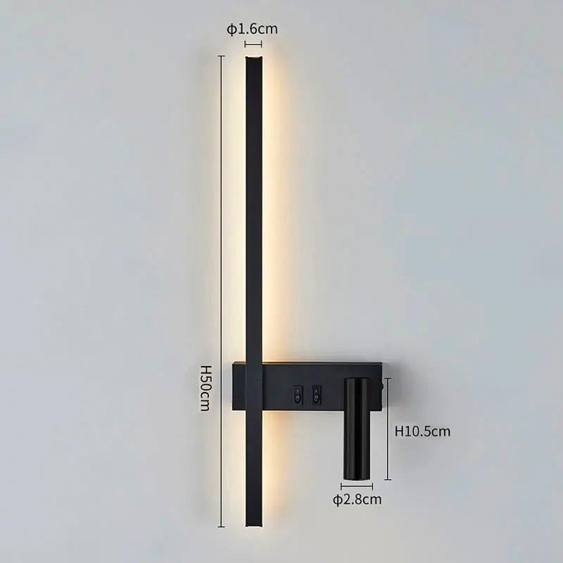 Væglampe med Lodret LED-skinne og Justerbar Spot