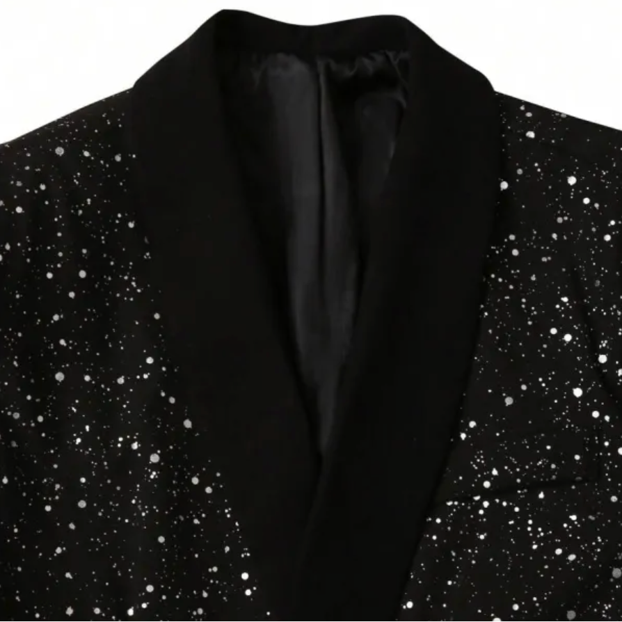 Herre Blazer med Glimmer og Satin Sjalskrave