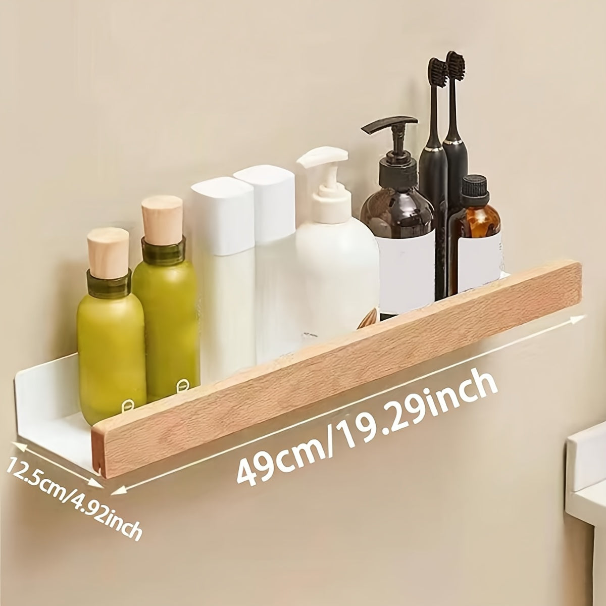 Badkamerplank – Zwart smeedijzer, moderne plank zonder boorgaten voor shampoo en cosmetica