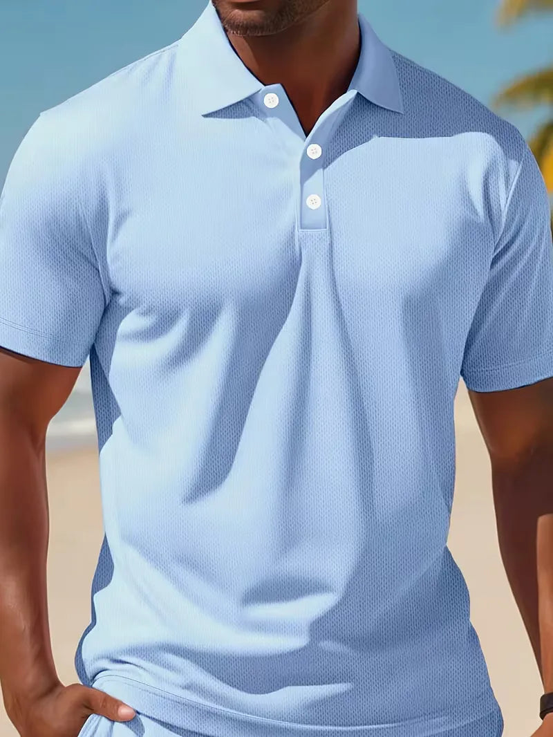 Herresæt Polo og Shorts i Åndbart Stof