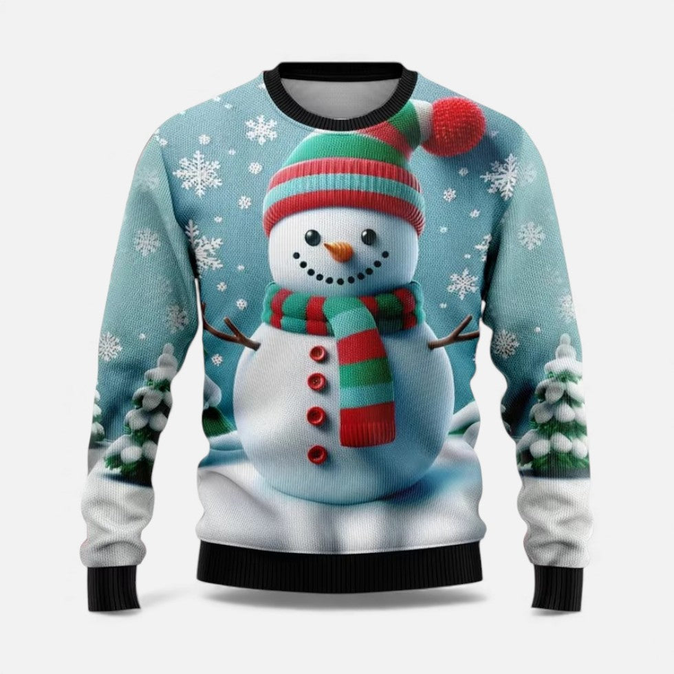 Herre Julesweater med Vinterlandskab og Julemand