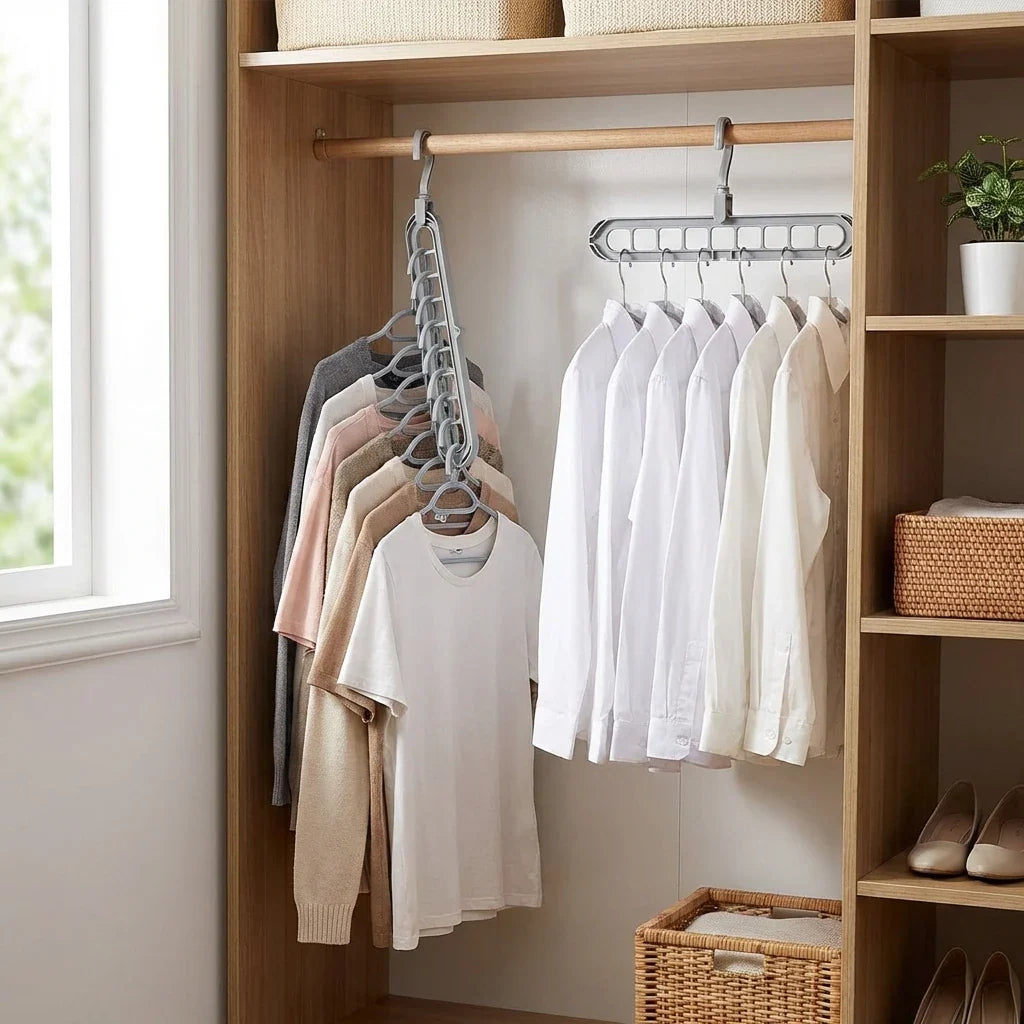 Pladsbesparende Bøjlesystem til Garderobe – Vertikal Tøjophæng (3 stk.)