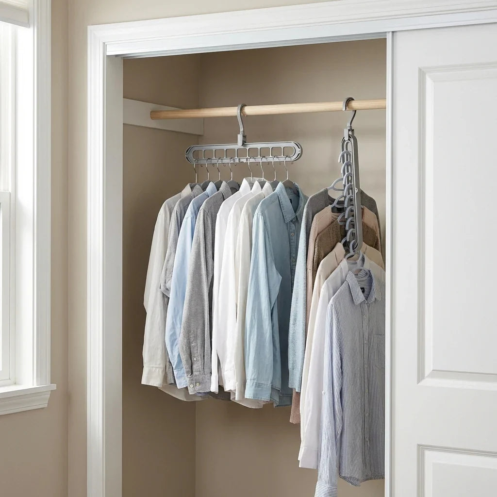 Pladsbesparende Bøjlesystem til Garderobe – Vertikal Tøjophæng (3 stk.)
