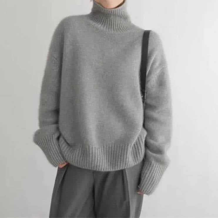 Dametrøje Cashmere Rullekrave Løs Pasform