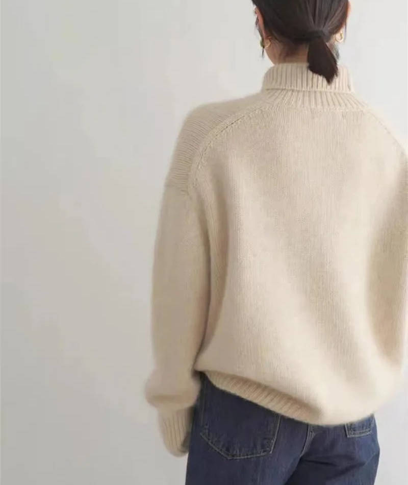 Dametrøje Cashmere Rullekrave Løs Pasform