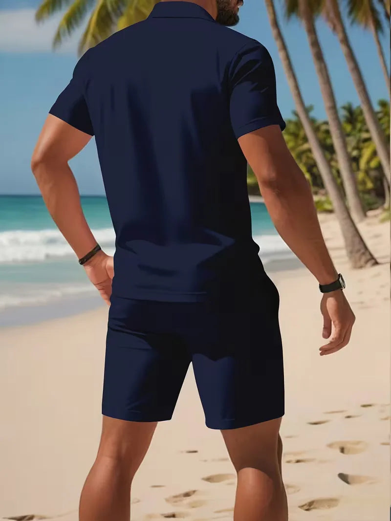 Herresæt Polo og Shorts i Åndbart Stof