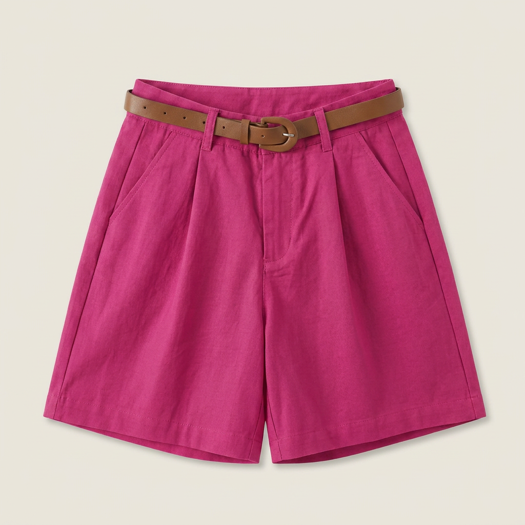 Dame Shorts i Hør med Høj Talje og Bælte