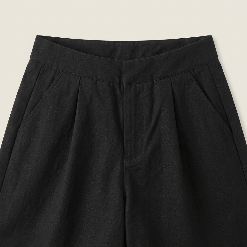 Dame Shorts i Hør med Høj Talje og Bælte