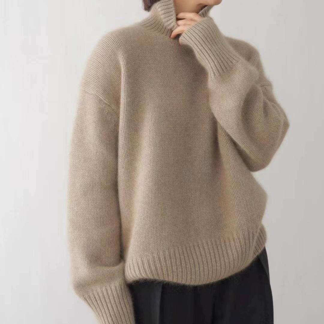 Dametrøje Cashmere Rullekrave Løs Pasform