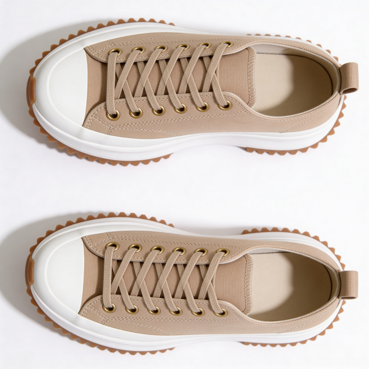 Dame Platformssneakers med Snørebånd i Åndbart Canvas