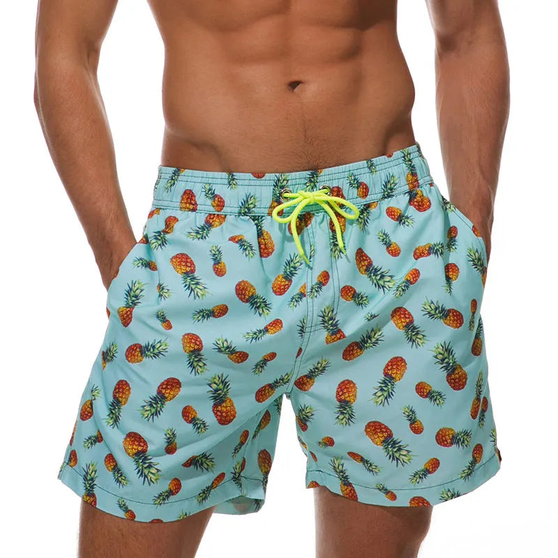 Herre Badeshorts med Print og Lommer – Hurtigtørrende