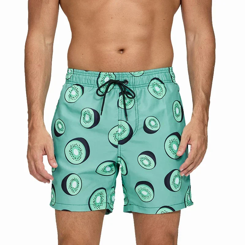 Herre Badeshorts med Print og Lommer – Hurtigtørrende