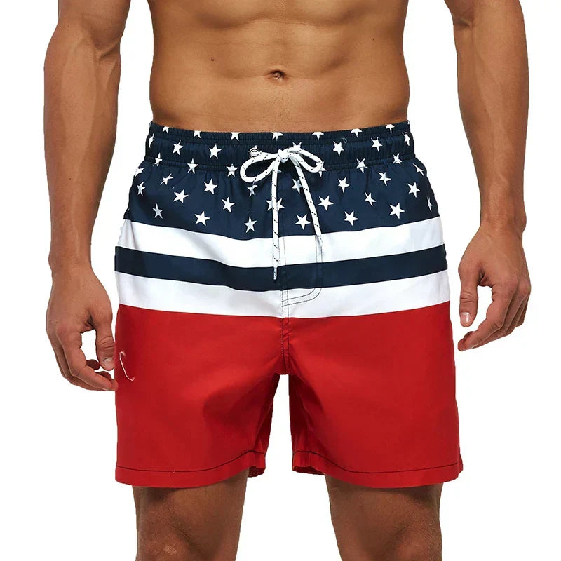 Herre Badeshorts med Print og Lommer – Hurtigtørrende