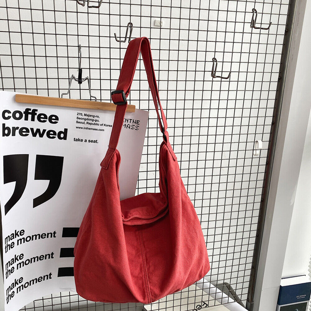 Dame Skuldertaske i Canvas – Oversize Hverdagstaske