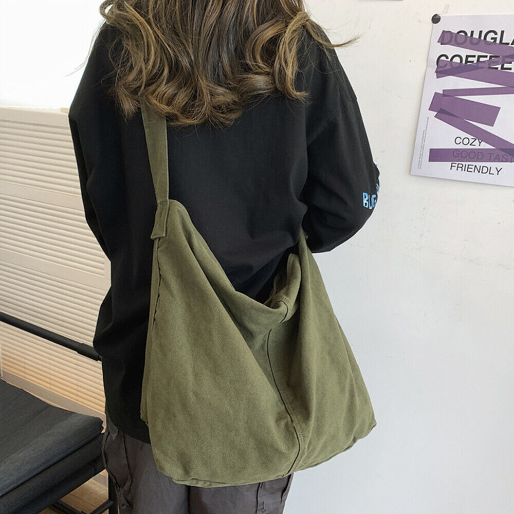 Dame Skuldertaske i Canvas – Oversize Hverdagstaske