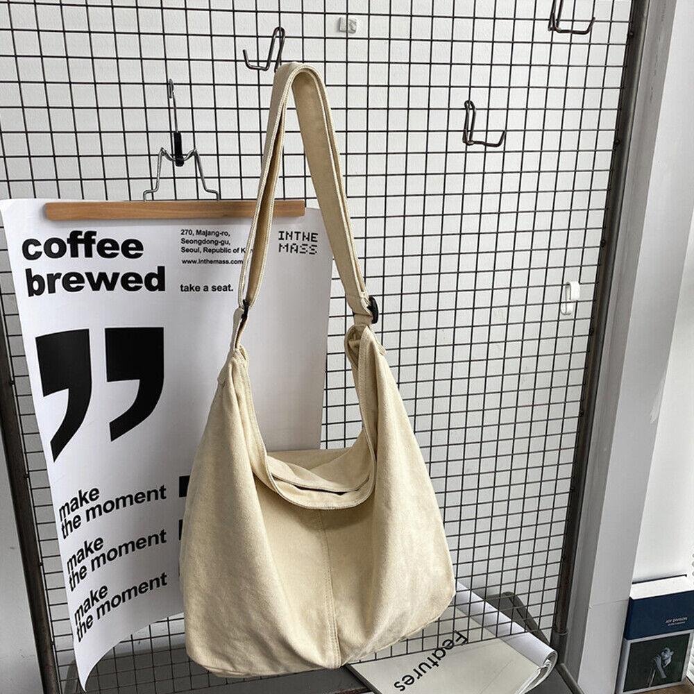 Dame Skuldertaske i Canvas – Oversize Hverdagstaske