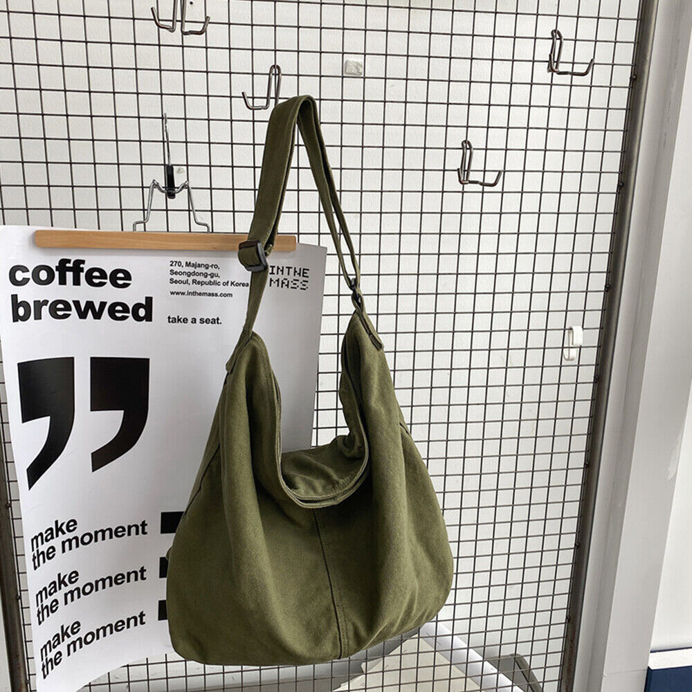 Dame Skuldertaske i Canvas – Oversize Hverdagstaske