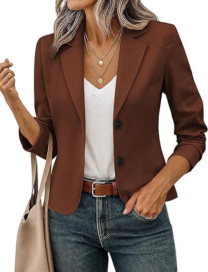 Dame Kort Blazer med Dekorative Knapper og 3/4 Ærmer